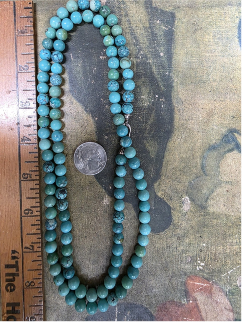 Jay King DTR Turquoise 3ft Necklace 925 Ster Silver Simgle Strand Beaded 68g 82
